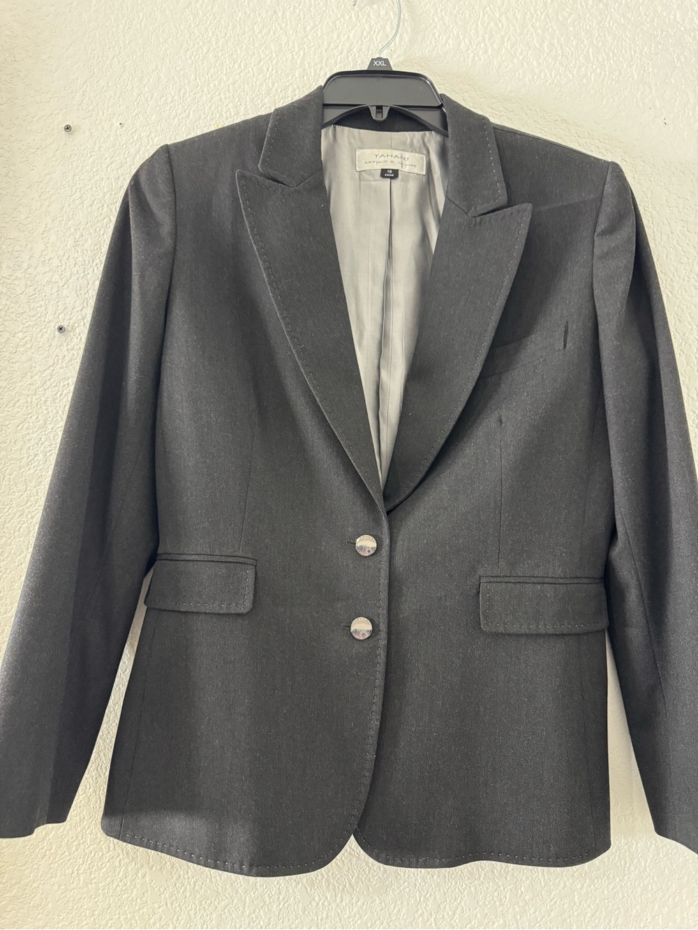 Tahari Arthur S. Levine gray Single-Breasted Tailored Blazer